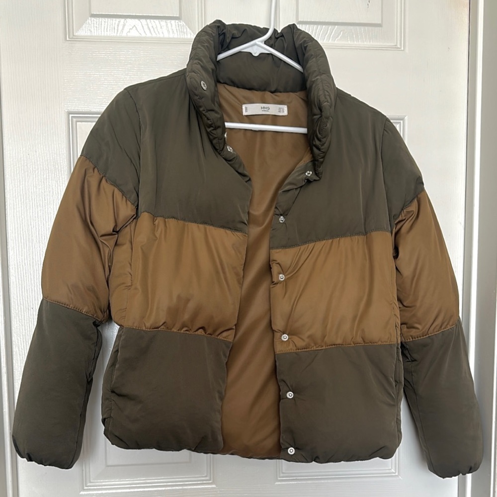 MANGO Olive and Tan Jacket Size Small
